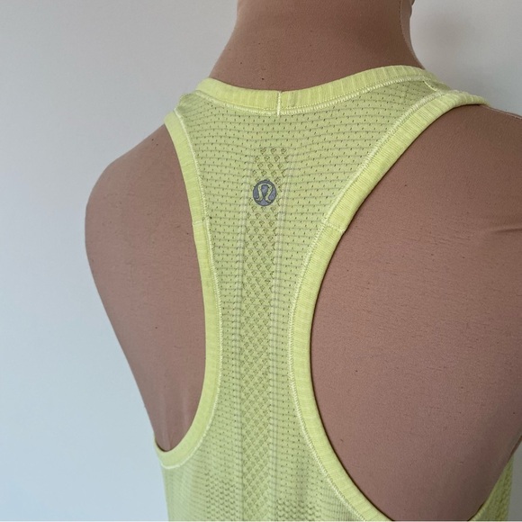 Lululemon Heathered Sheer Lemon Yellow Green Swiftly Tech Racerback Tank Size 6 - Picture 7 of 11